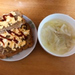 りんご食パン スクランブルエッグ 玉ねぎスープ